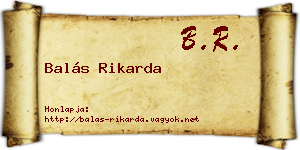 Balás Rikarda névjegykártya